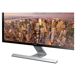Samsung U28D590D - UHD 28" Monitor with Metallic Easel Stand Bottom Detail View