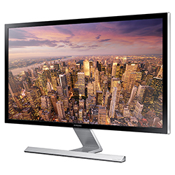 Samsung U28D590D - UHD 28" Monitor with Metallic Easel Stand Right Angle View